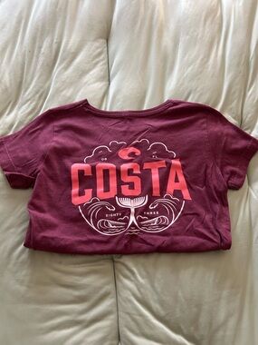 Costa Women's Burgundy Short-Sleeve Tee with Coral Logo